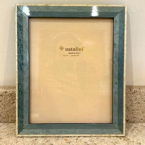 Natalini Italian Wood 8” x 10” cream dusty teal grey wood inlay picture frame